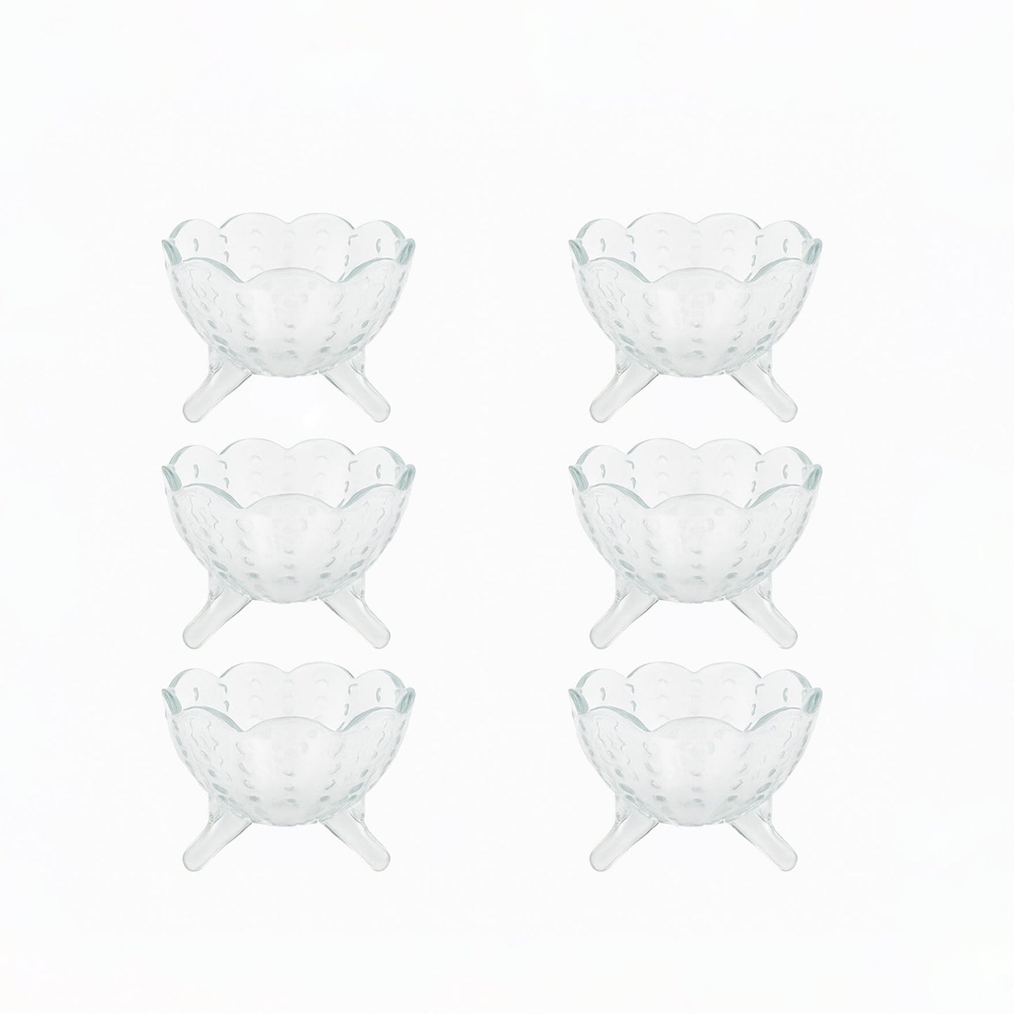 8606 Melis – Sugar Bowl – 6 Pieces – 170ml – Textured Glass Tripod Design
