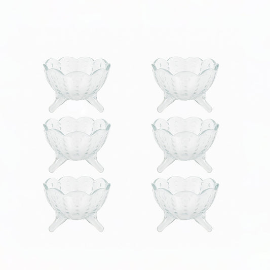 8606 Melis – Sugar Bowl – 6 Pieces – 170ml – Textured Glass Tripod Design