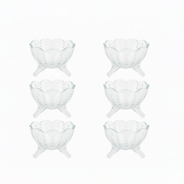 8606 Melis – Sugar Bowl – 6 Pieces – 170ml – Textured Glass Tripod Design