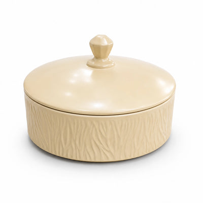 BH6602B Ceramic Bowl with Lid – 22cm x 7cm – Cream Textured Ceramic Bowl