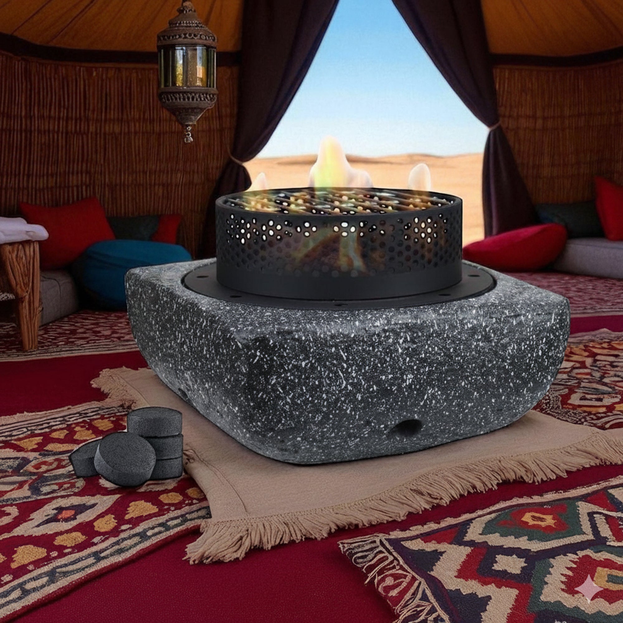 R251586-039 موقد شواء خارجي VIP - 28.8 × 28.8 × 18 سم - تصميم حجري مربع صغير