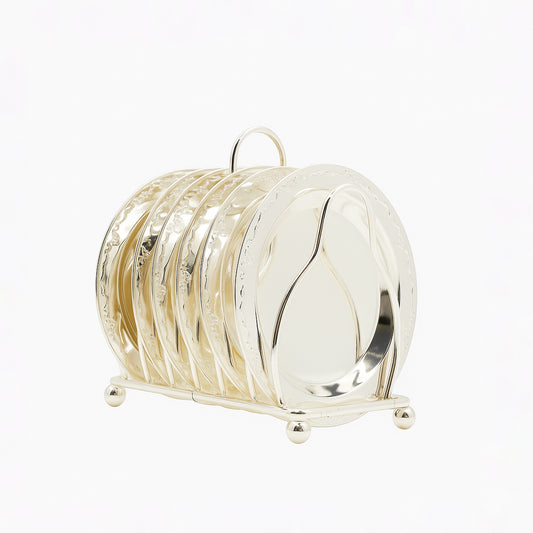CD-5441 – 6-Piece Small Plate Set with Stand – Silver
