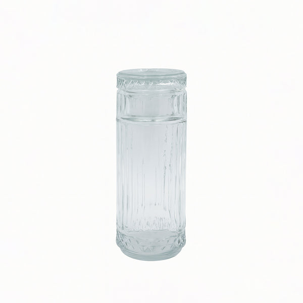 BT8999GCL Oslo Glass Bottle with Lid – Clear Textured Design