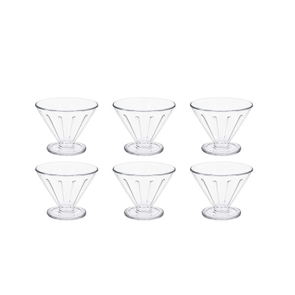 DSK034B/NE-32847-P – Glass Ice Cream Cup Set – 6 Pieces – 165ml – Fluted Pedestal Design