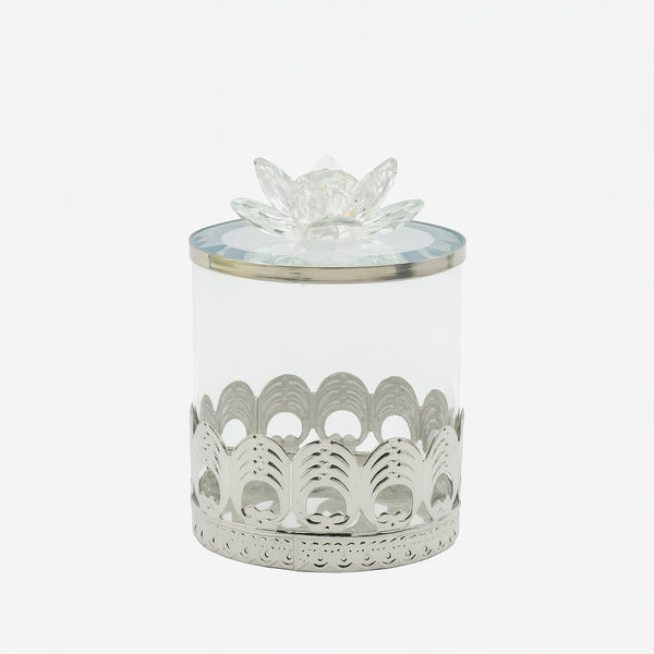 Silver Glass Jar with Decorative Lid