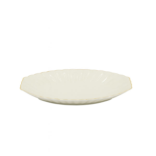 SC3672 Oval Plate – 14" Porcelain with Gold Rim