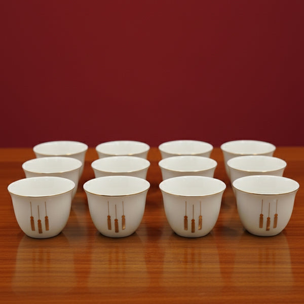 5848G Cawa Cup Set – 12-Piece Elegant White Design with Gold  Rim