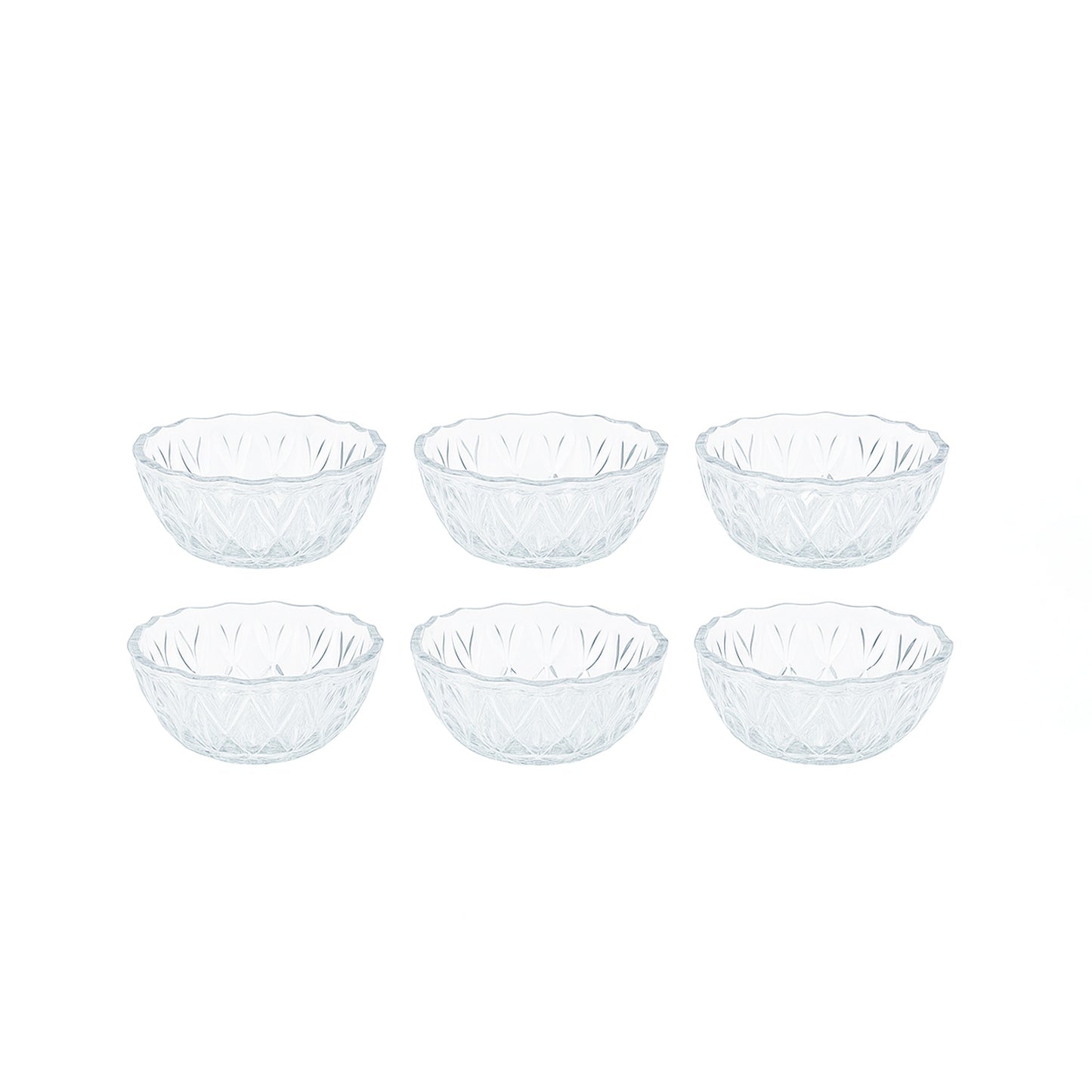 645 – Orkideh Bowl Set – 6 Pieces – 400cc – Clear Glass Dessert Bowls