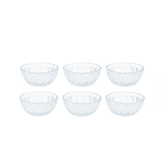 645 – Orkideh Bowl Set – 6 Pieces – 400cc – Clear Glass Dessert Bowls