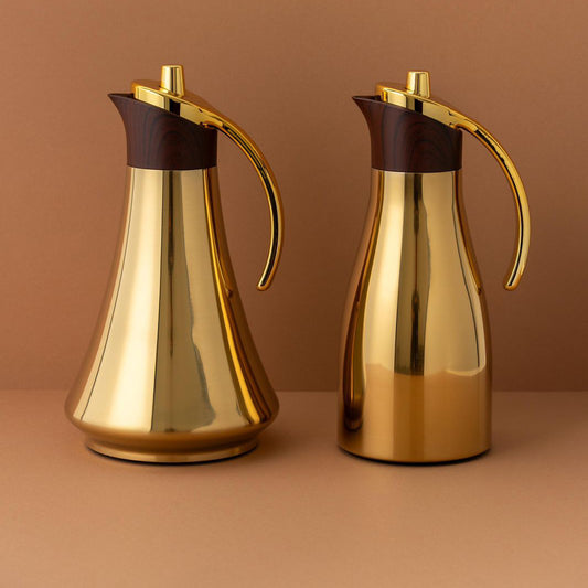 RF00005 Vacuum Flask Set – 2-Piece (0.7L + 0.7L) – Gold Wooden