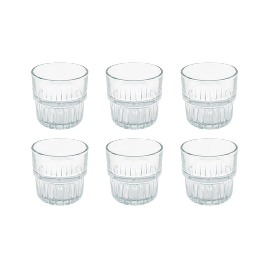 5109 – Twinkle Shorts Glass Set – 6 Pieces – 250ml – Clear Pressed Glass Tumblers
