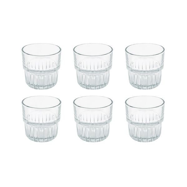 5109 – Twinkle Shorts Glass Set – 6 Pieces – 250ml – Clear Pressed Glass Tumblers