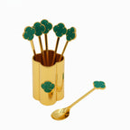 AMG-TW-2184 Golden Spoon Set with Holder – 6-Piece Spoon Collection