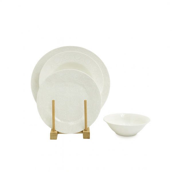 DS-21A374 Round Dinner Set – 24 Pieces – Elegant White Porcelain Design