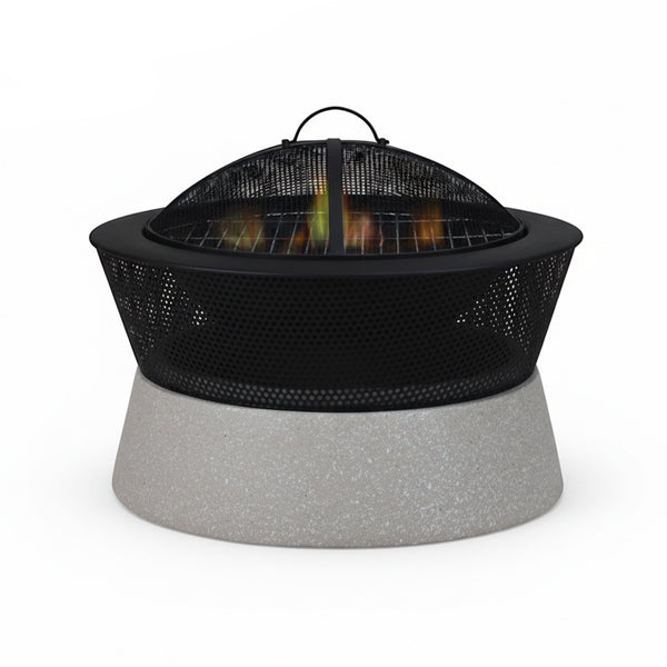 R21A1045-002 VIP Outdoor BBQ Grill – 54.5 x 54.5 x 38 cm – Round Stone-Style Design with Mesh Cover