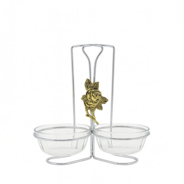 WB – 2-Piece Glass Bowl Set with Silver Stand