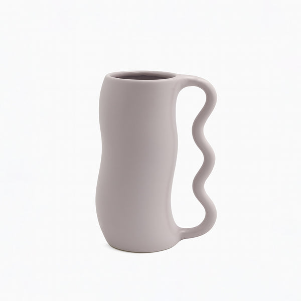 90380-09 Ceramic Flower Vase – 22cm (H) – Matte Lavender Design with Wavy Handle