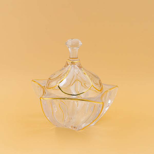 TRC-17334 – Glass Candy Box with Gold Trim