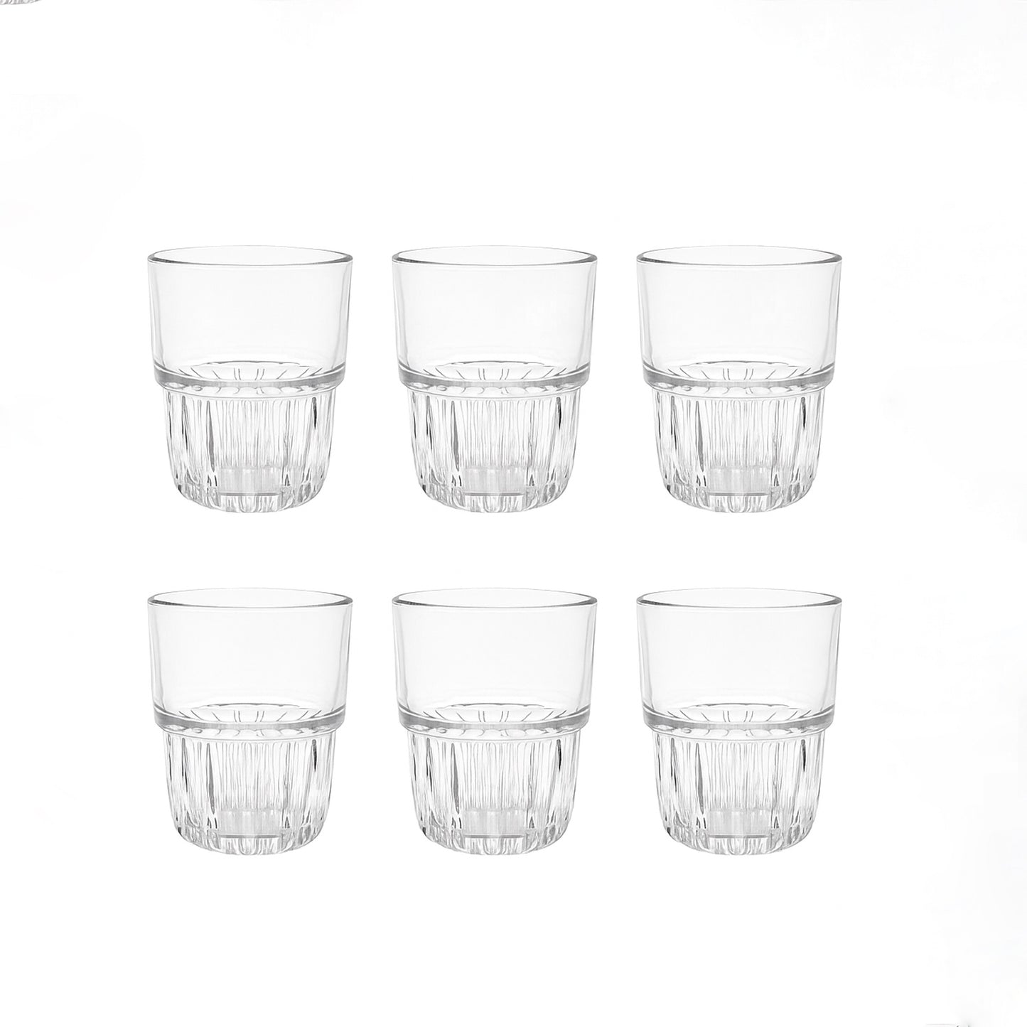 5123 – Twinkle Tall Glass Set – 6 Pieces – 325ml – Clear Pressed Glass Tumblers
