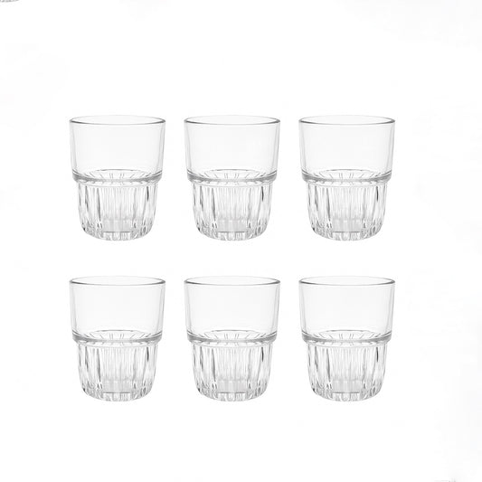 5123 – Twinkle Tall Glass Set – 6 Pieces – 325ml – Clear Pressed Glass Tumblers