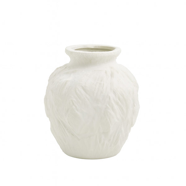 99600-19 Ceramic Flower Vase – Textured Round Design – White