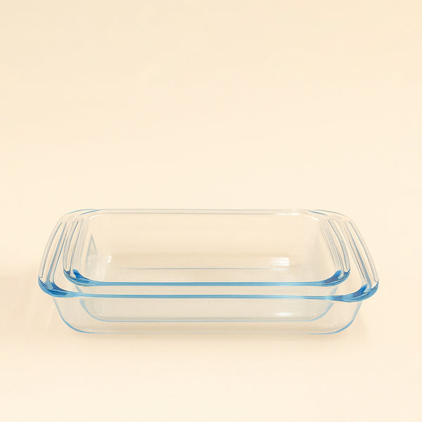 BG-RST-2L – Beyti Baking Tray 2PC Set  (1600 ml + 2200 ml) - Heat-Resistant Glass Bakeware