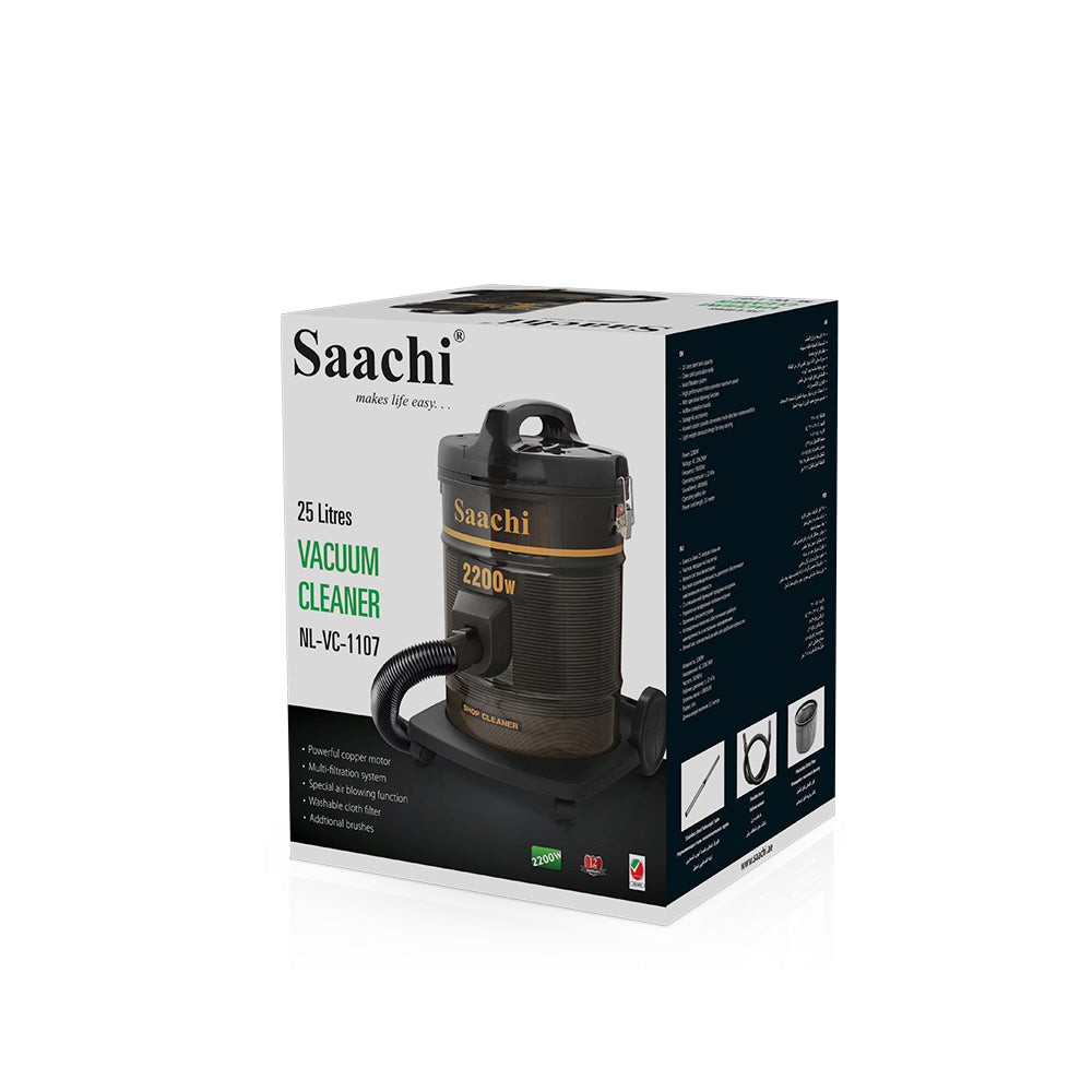 NL-VC-1107 Vacuum Cleaner – 25L Capacity – Powerful Wet and Dry Industrial Vacuum for Home and Commercial Use