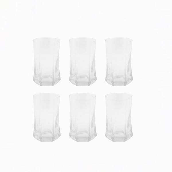 JS7201-2 Glass Tumbler Set – 6 Pieces – 330ml Clear Drinking Glasses