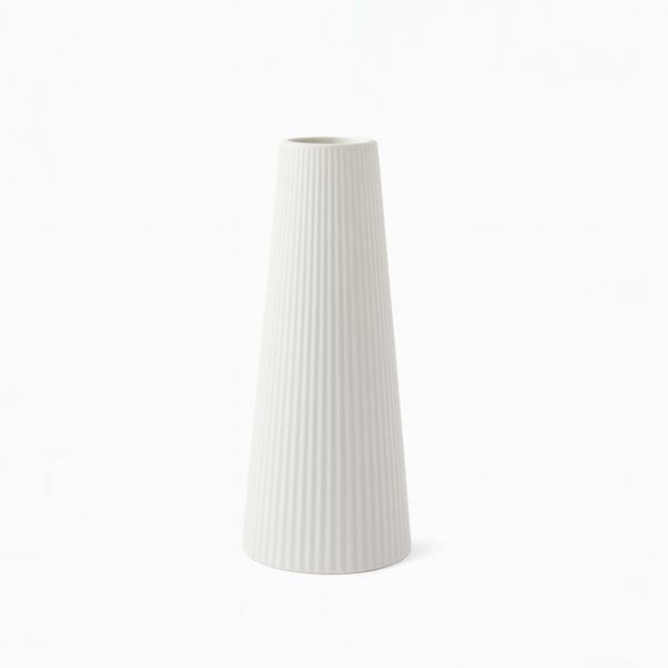 NR20589 Ceramic Vase – 33cm (H) – Ribbed Conical Design