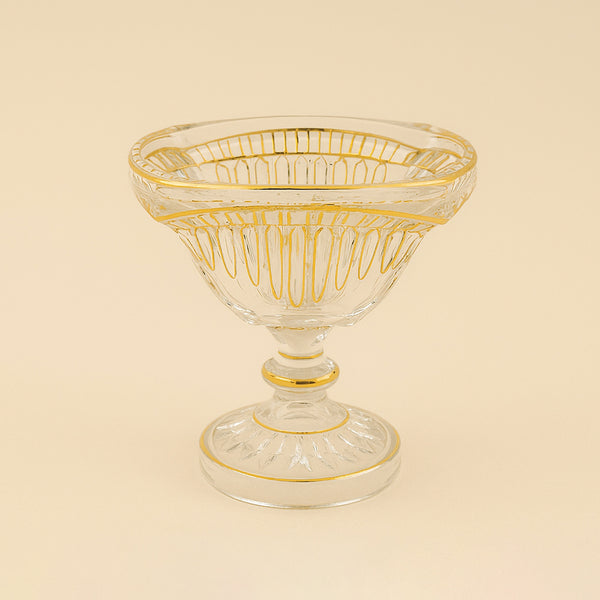 TRC-17239 – Medium Footed Glass Bowl with Gold Detailing – 20cm (D)