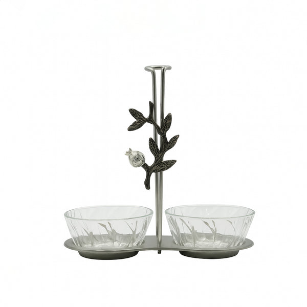 WB – 2-Piece Glass Candy Bowl Set with Stand – 22cm (H)