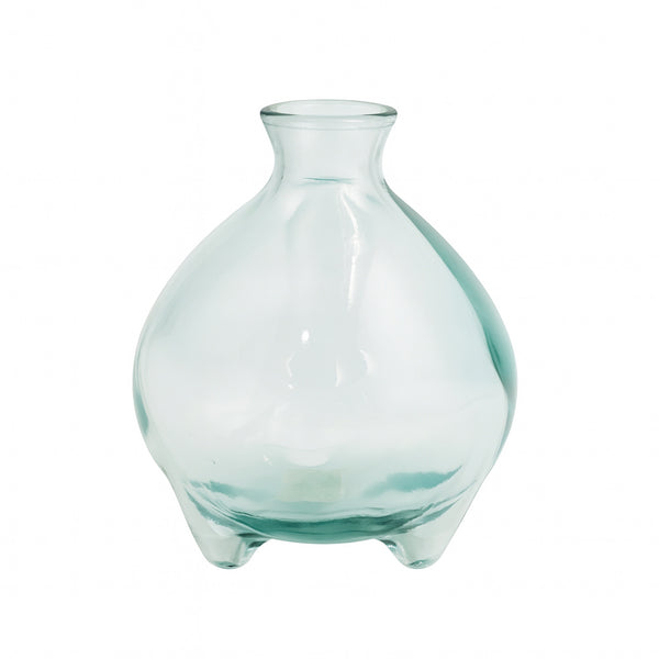 7024 Legs Glass Vase – 18 cm – Clear Round Design with Raised Legs