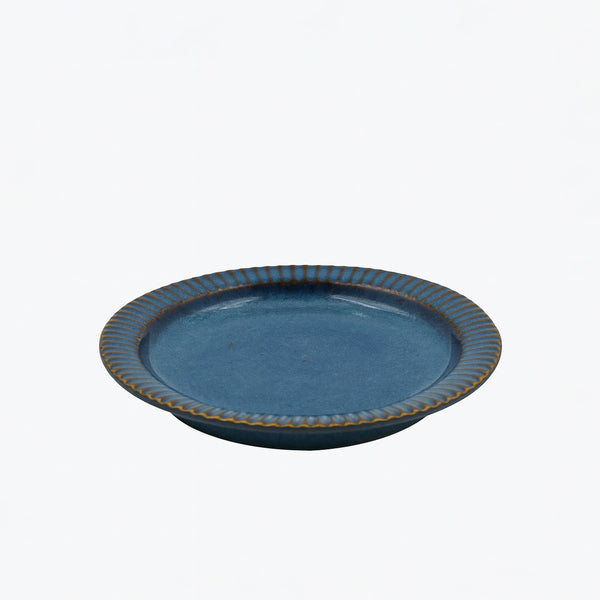 99580-07 – Ceramic Plate – 9 Inches – Deep Blue with Ribbed Rim