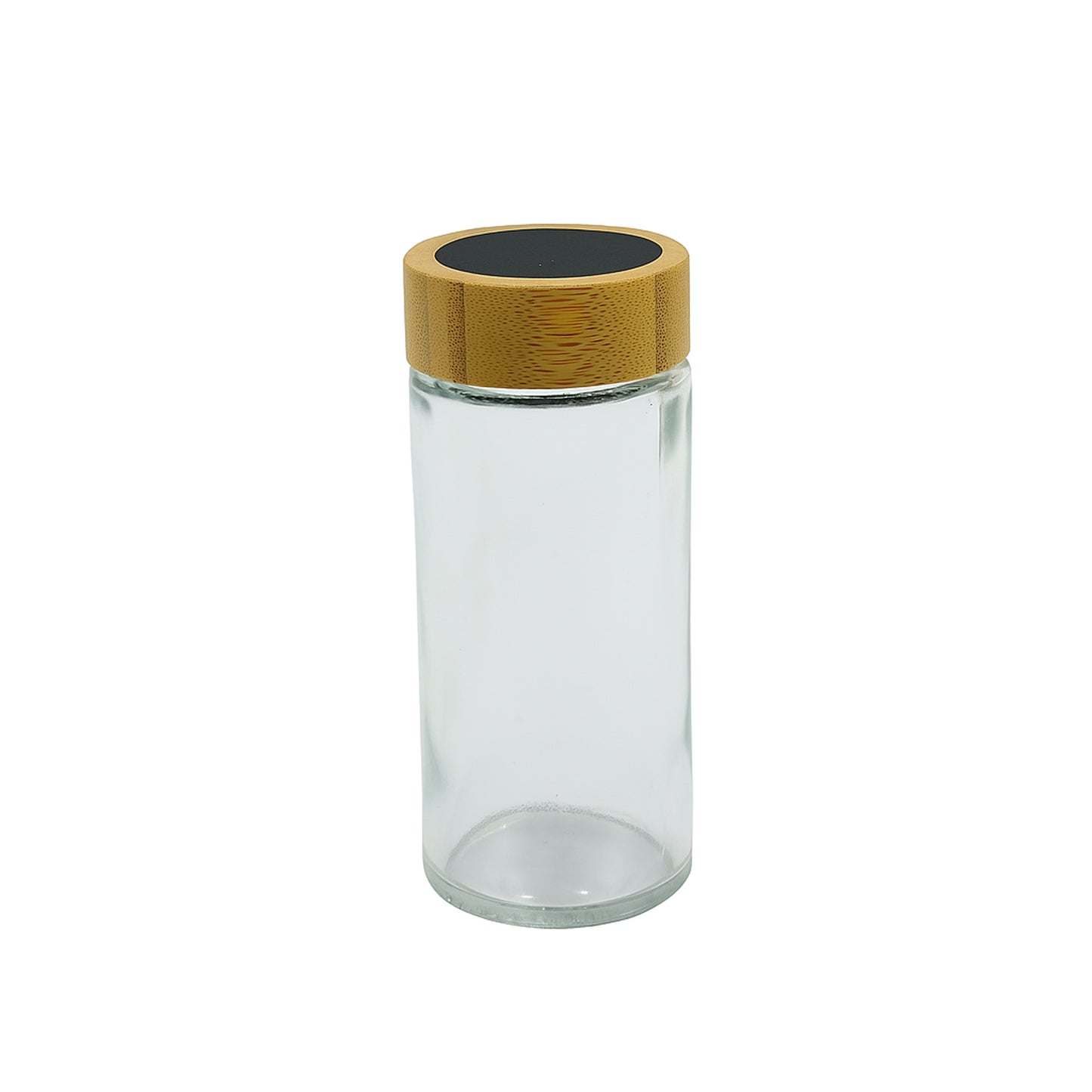 24QMJ-13 – Spice Jar Set – 6 Glass Jars with Bamboo Lids & Wooden Stand