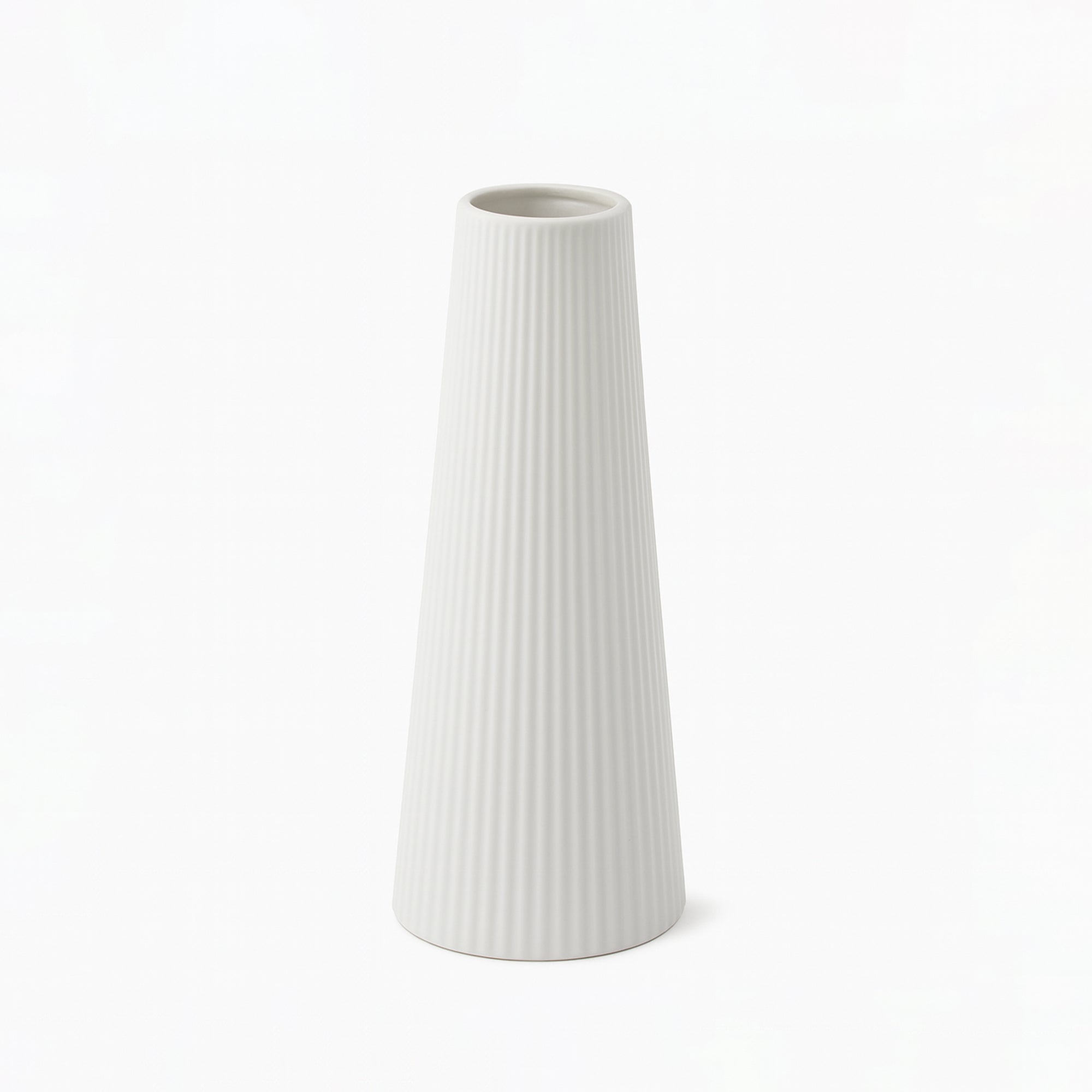 NR20589 Ceramic Vase – 33cm (H) – Ribbed Conical Design