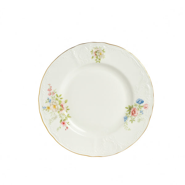 SR-021 Dessert Plate with Gold Rim – 8.5" Porcelain Plate with Floral Design