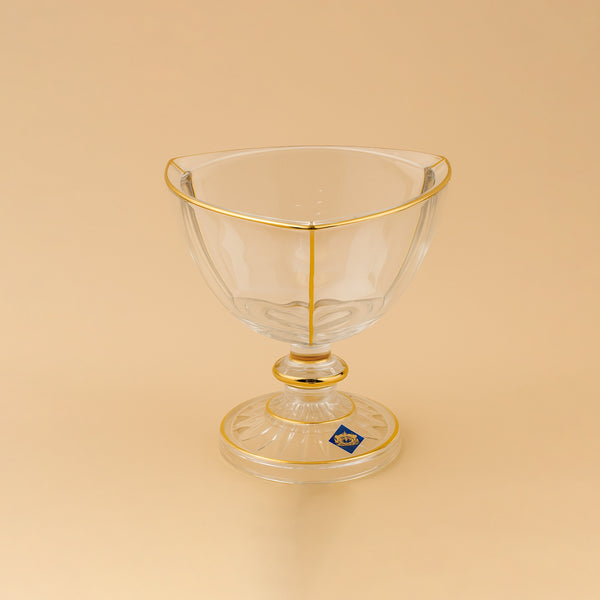 TRC-17326 – Triangle Glass Candy Bowl with Gold Trim – 17cm (D)