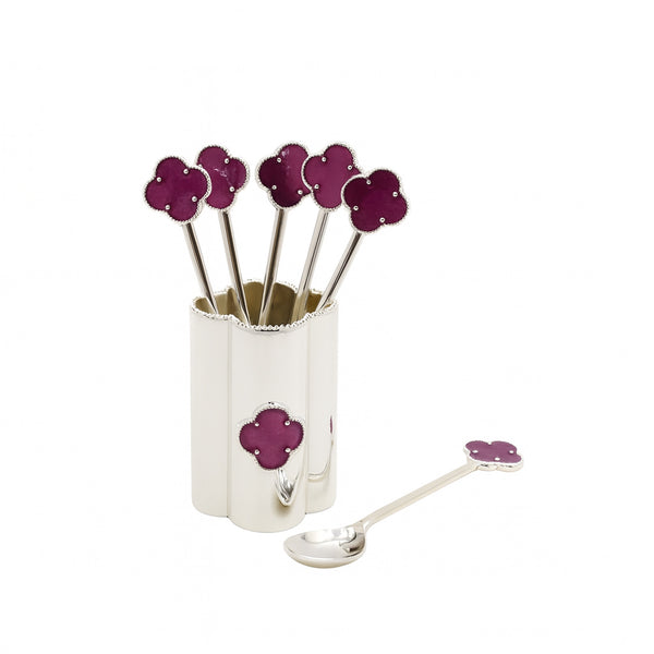 AMS-TW-2184 Silver Spoon Set with Holder – 6-Piece Spoon Collection
