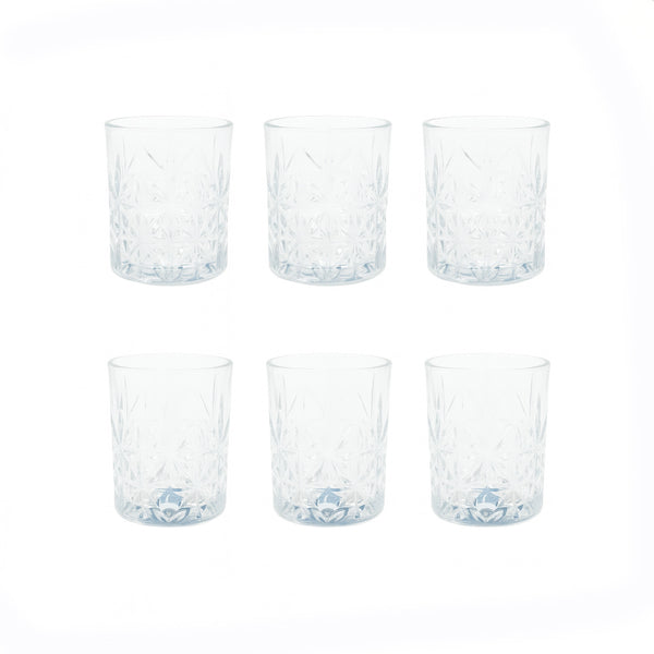 DM331 Glass Tumbler Set – 6 Pieces – Elegant Cut Design