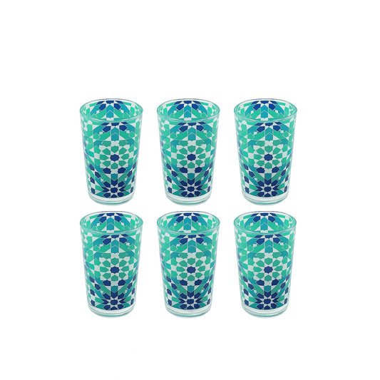 V57097-A/B/C/D – Glass Tumbler Set – 6 Pieces – 120ml – Morocco Tea Design