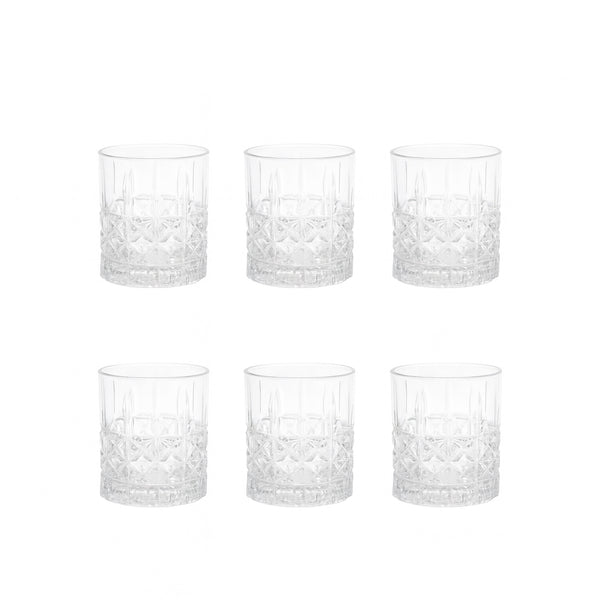 JS5002 Drinking Glass Set – 6 Pieces – 320ml Clear Textured Glasses