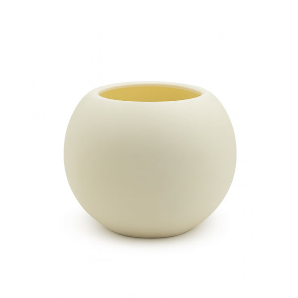 NR77-1080 Plastic Flower Vase – Round – Matte Cream Design