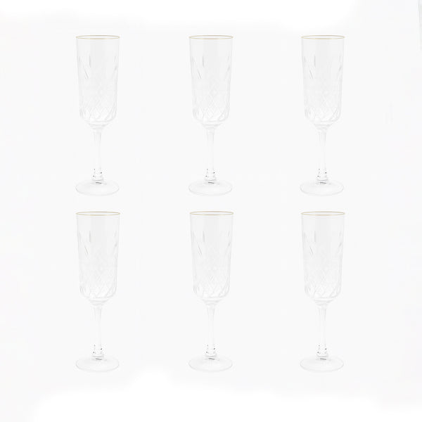 DSJ0117R Deli Glass Set – 6 Pieces – 180ml Capacity – Gold Rim