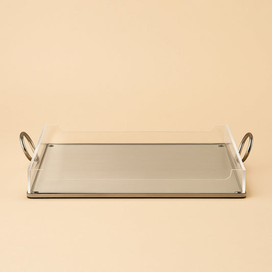 Acrylic Serving Tray with Handles Black – 46 cm (W) x 33 cm (L) – CD-7490