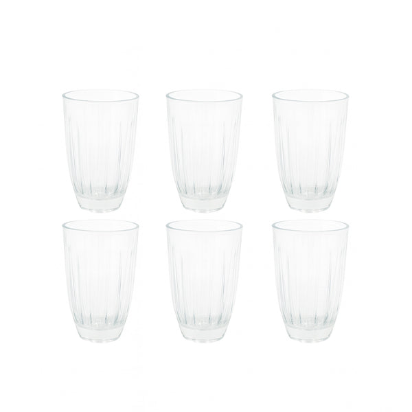 ISF-353 Glass Tumbler 6-Piece Set 440ml – Clear Tall Ribbed Design