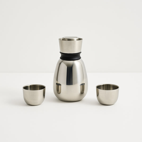 QS03-06SS Flask & Cup Set 3-Piece (0.6L) – Silver Stainless Steel with Polished Finish