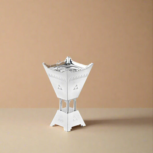 HT2411017 Incense Burner – 24cm (H) – Elegant Silver Bakhoor Holder for Home Fragrance