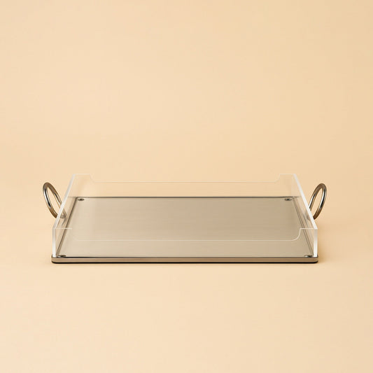 Acrylic Serving Tray with Handles Black – 40 cm (W) x 27 cm (L) – CD-7493