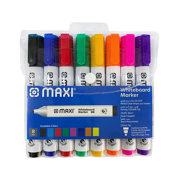 MX-800-8 Maxi Whiteboard Markers – 8 Colours – Chisel Tip