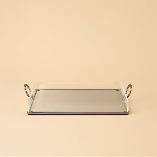 Acrylic Serving Tray with Handles Black – 34 cm (W) x 23 cm (L) – CD-7496